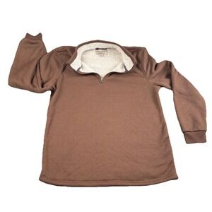 BC Clothing Heritage Sweater Mens Med Brown Waffle Knit Sherpa Lined Quarter Zip
